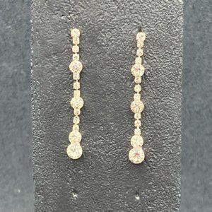 Claires Pierced Dangle Earrings Sensitive Solutions Silver Round Rhinestone Glam